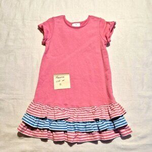 Hanna Andersson girls size 110 or 5 pink sweatshirt dress with ruffled stripes